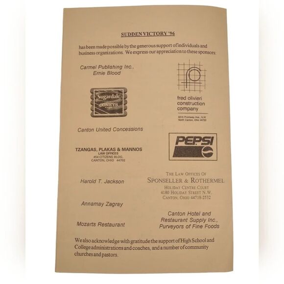 Signed Football Hall of Fame Mike Blount 1996 Sudden Victory Pamphlet Vintage - Picture 4 of 4